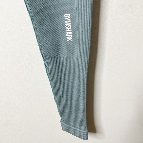 Gymshark Women's Power Down Leggings S Light Blue Seamless High Rise Ribbed Knit - Picture 4 of 8